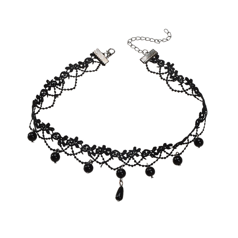 Black Lace Choker Water Drop Gothic Necklace Punk Collar Halloween Jewellery