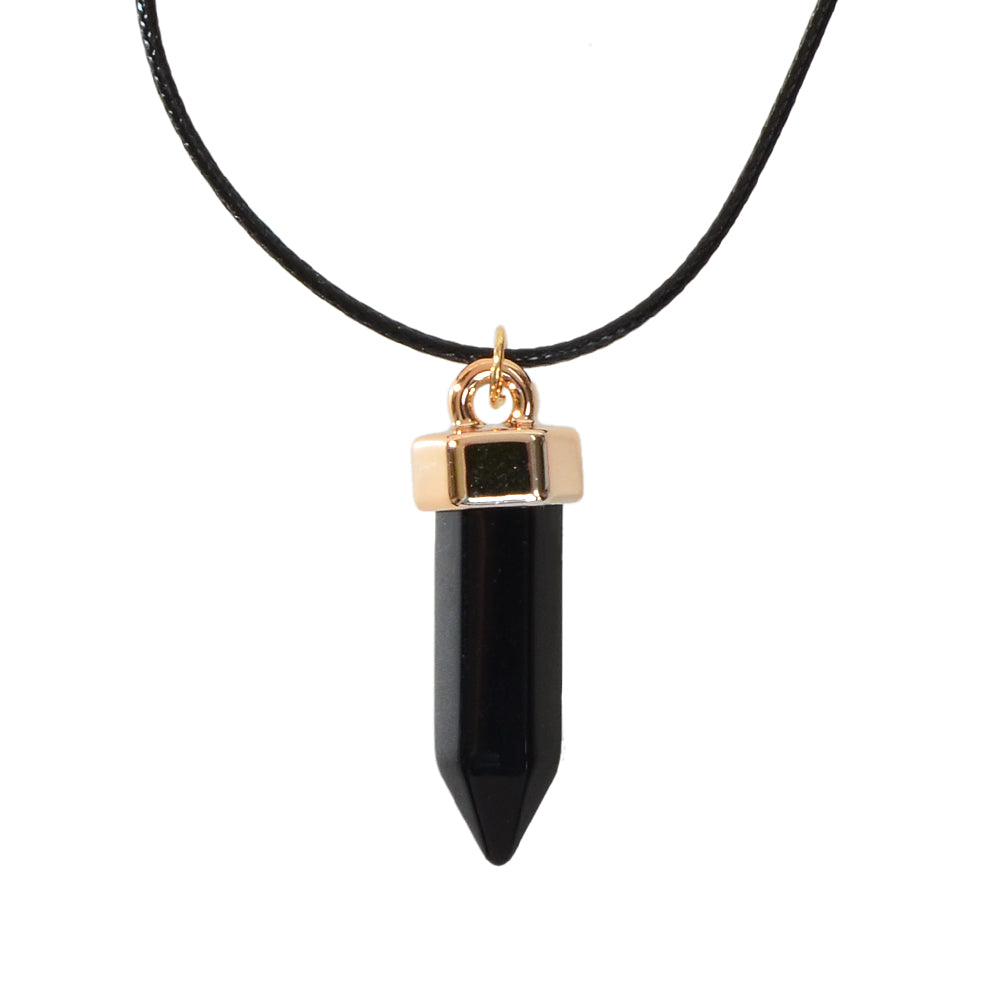 Boho Jewelry Black Leather Rope Colorful Bullet Shape Textured Pendant Necklace