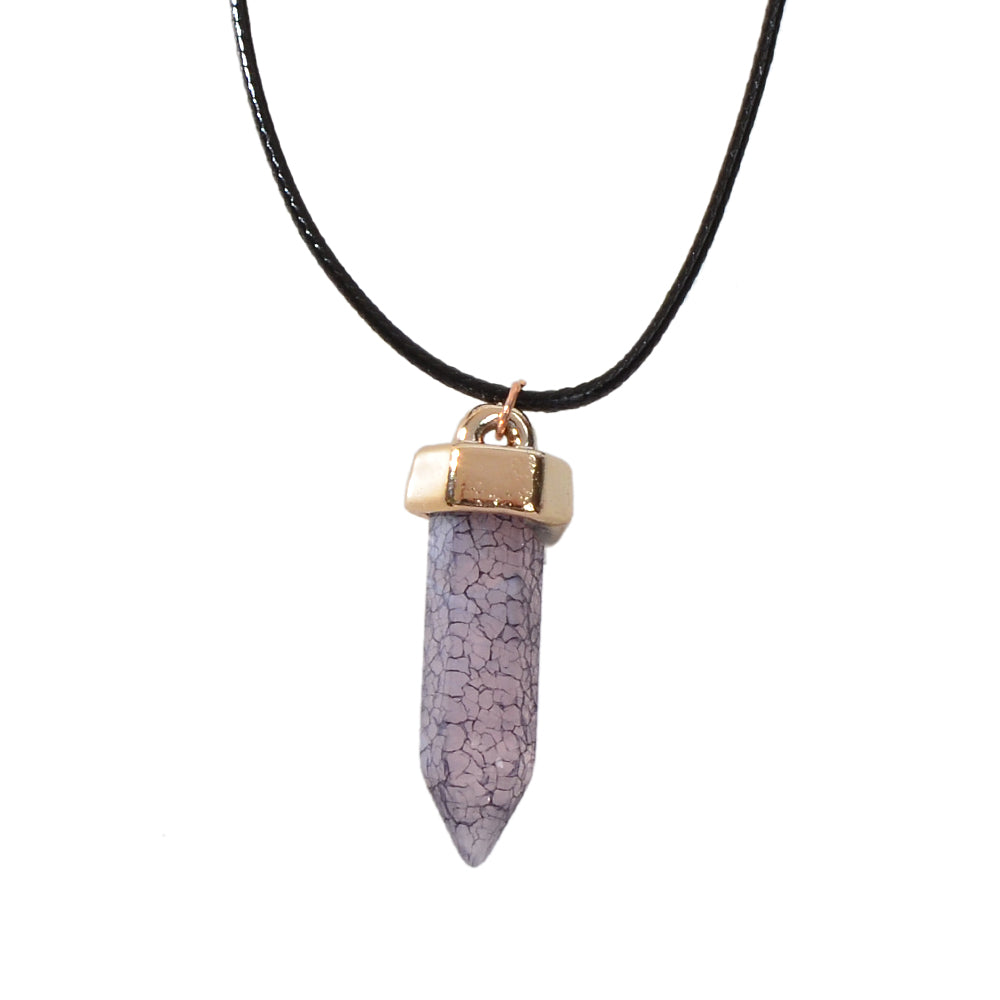 Boho Jewelry Black Leather Rope Colorful Bullet Shape Textured Pendant Necklace