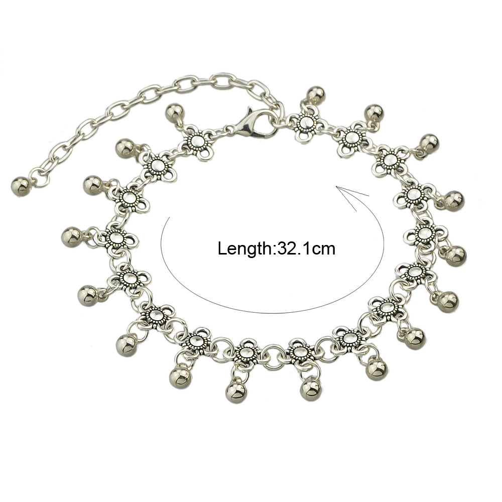 AU Post Foot Beach Jewelry Silver Chain Flower Round Balls Charm Anklet Bracelet