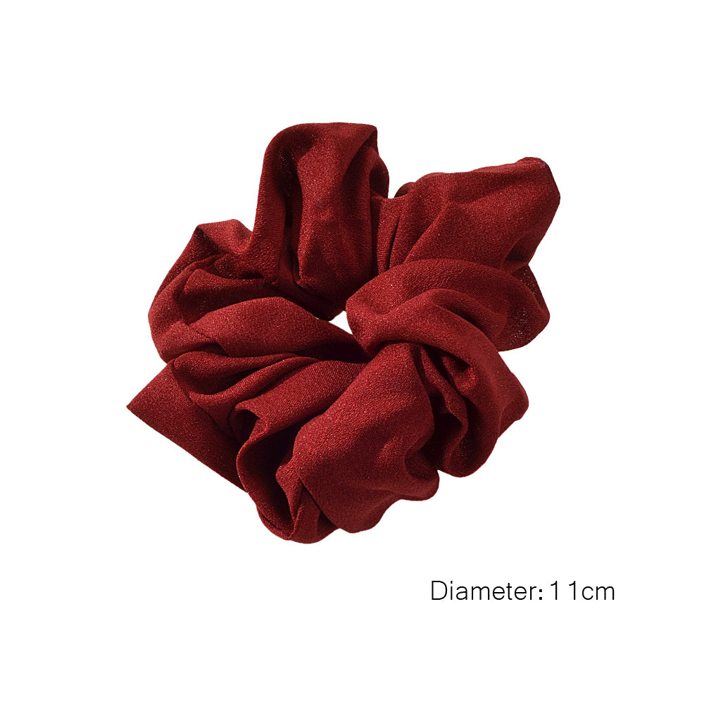 AU Local Girl Hair Accessories Elastic Wine Red Chiffion Wide Hair Tie Scrunchie