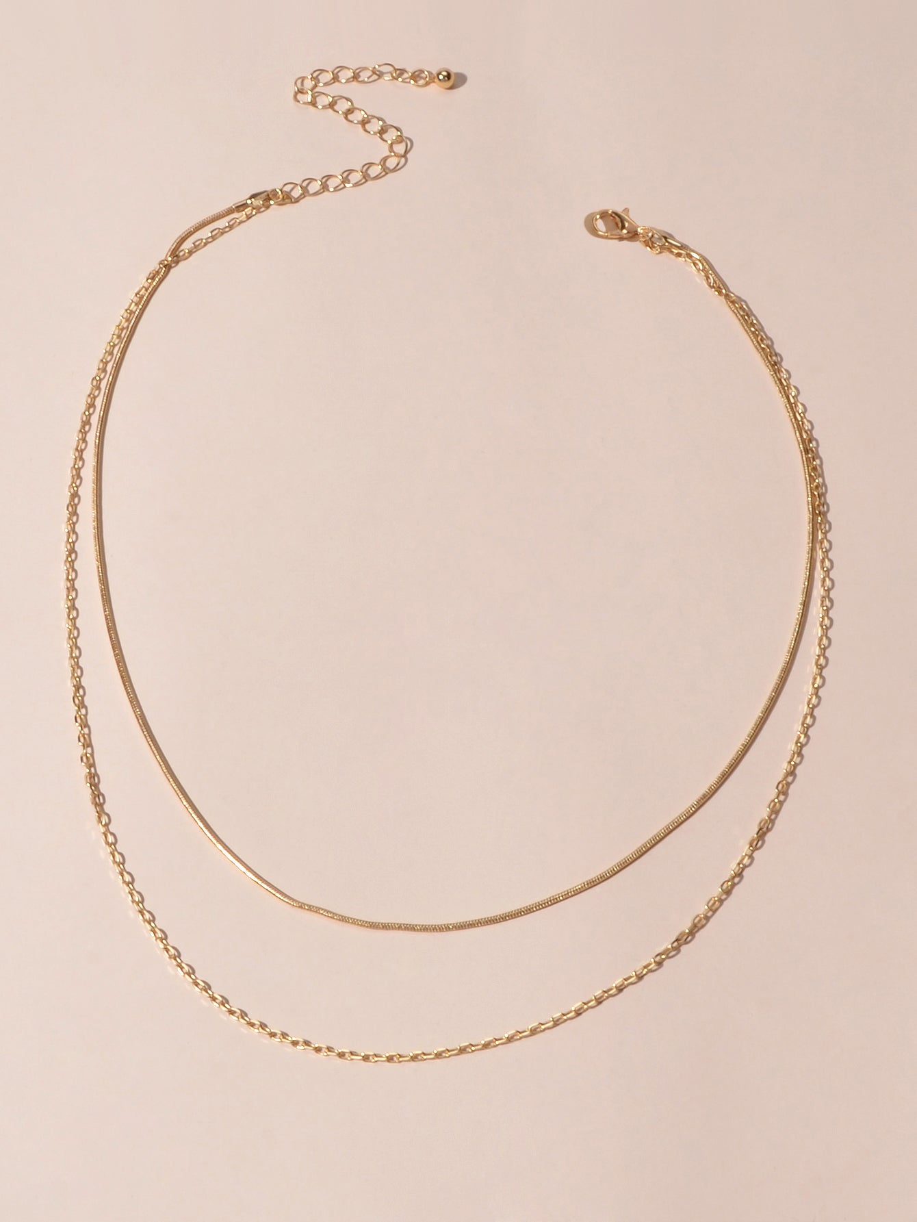 Double Layered Gold Silver Simple Link Chain Necklace Women Gift Party Jewellery