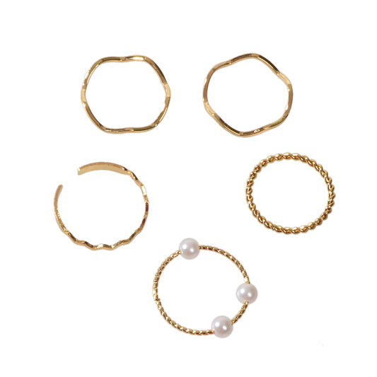 5 pcs Fashion Jewellery Pearl Decor Minimalist Finger Midi Finger Knuckle Rings